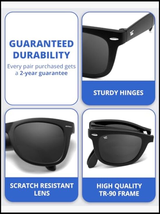 Folding Sunglasses Polarized UV400 Protection Leather Case Unisex main image 4